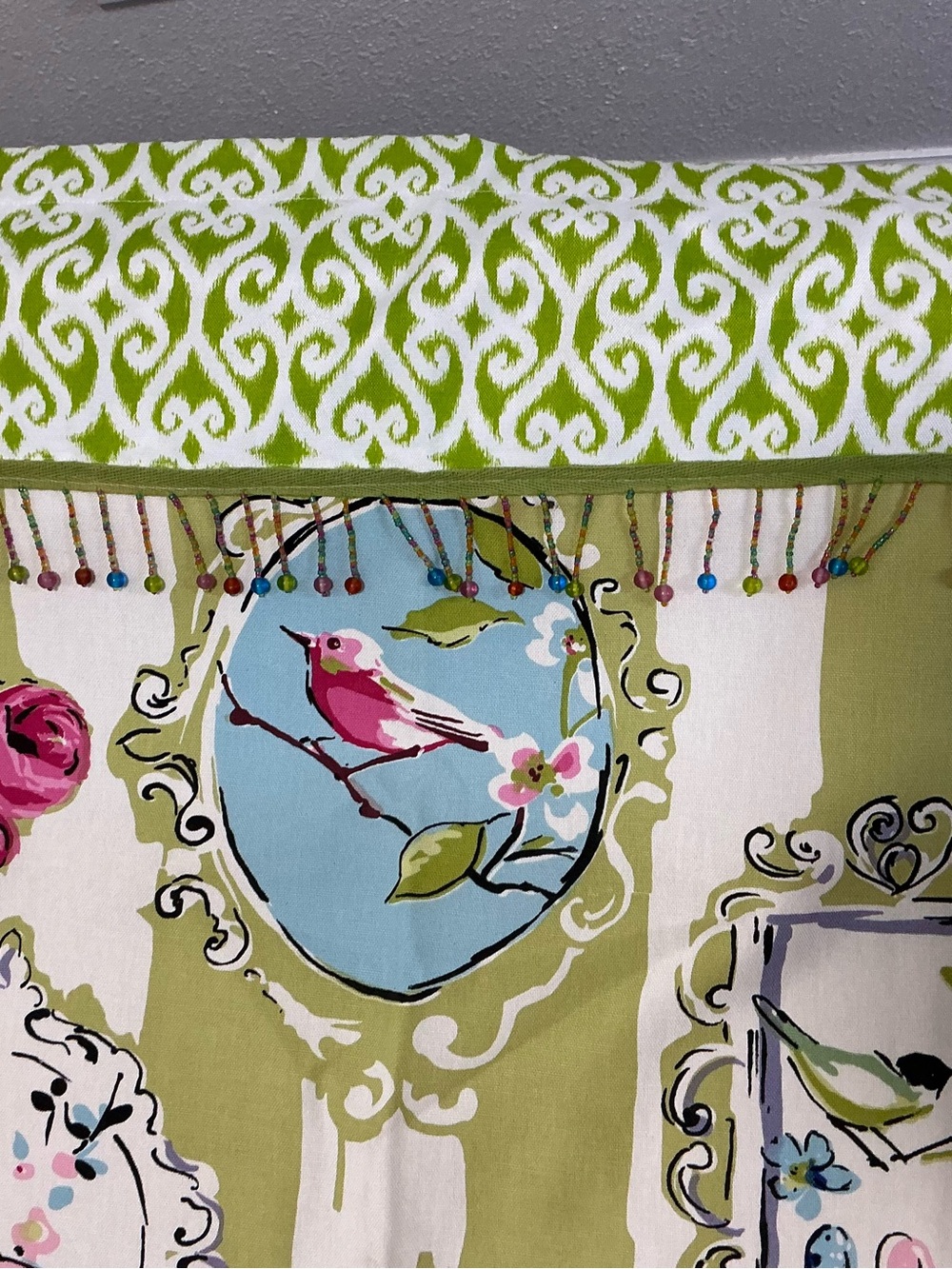 GreenShabby Chic French Country Songbird Floral Cameo Window Curtain Set 4 - Picture 3 of 7